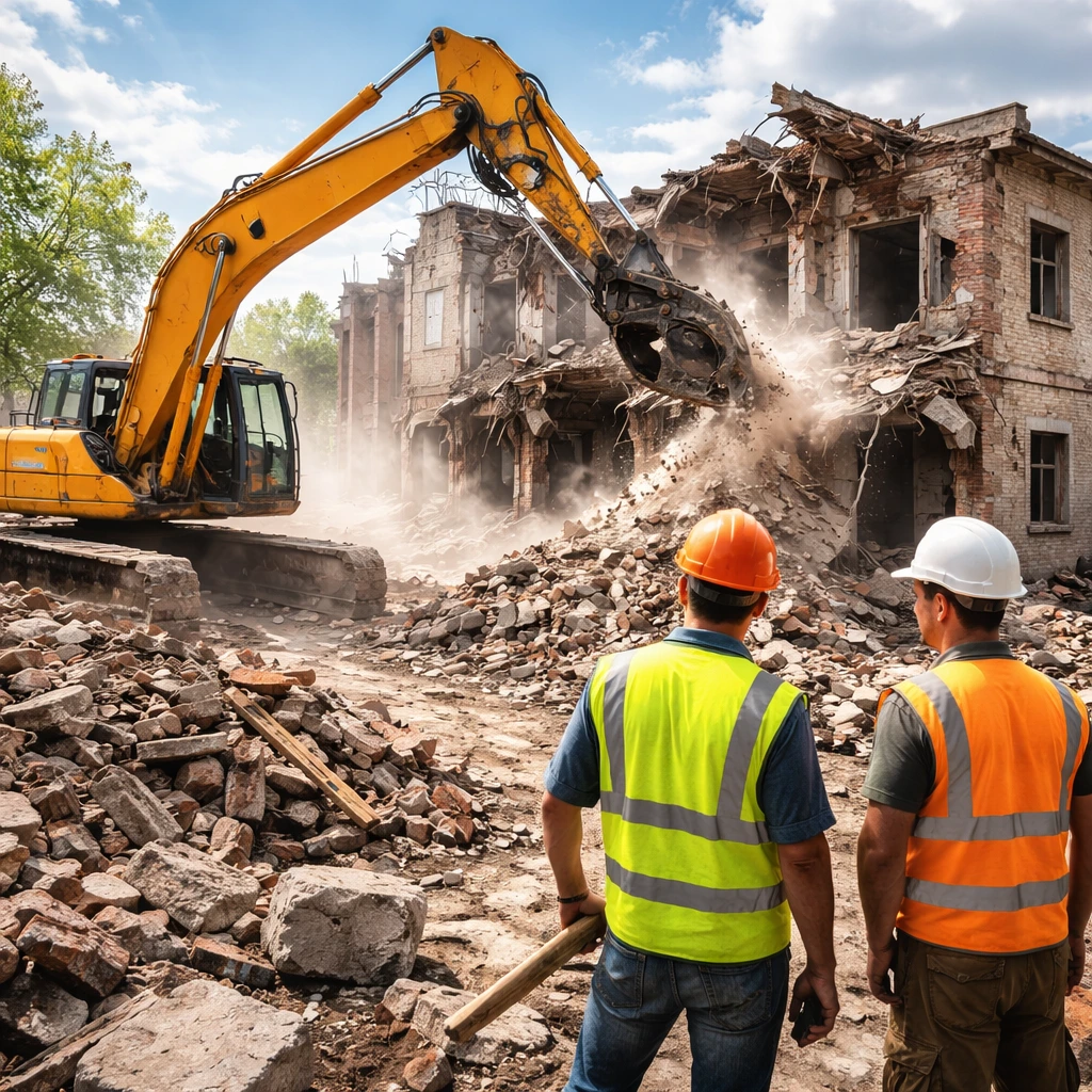 Abrissarbeiten auf einer Baustelle M&M Kernsanierung - Abriss
